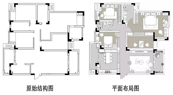 成都大晶裝飾125㎡現(xiàn)代風三室兩廳戶型圖